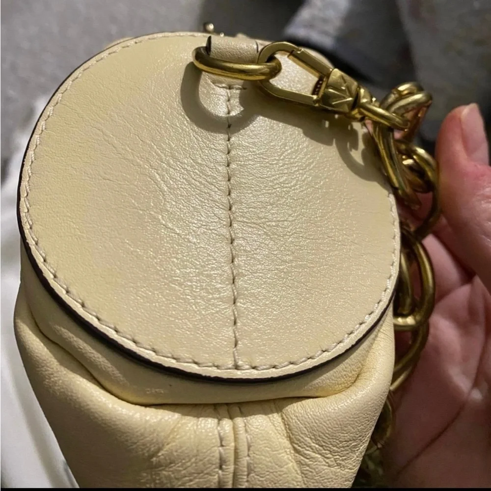 MANU ATELIER- Leather Mini Cylinder Hobo Bag Ivory - EUC